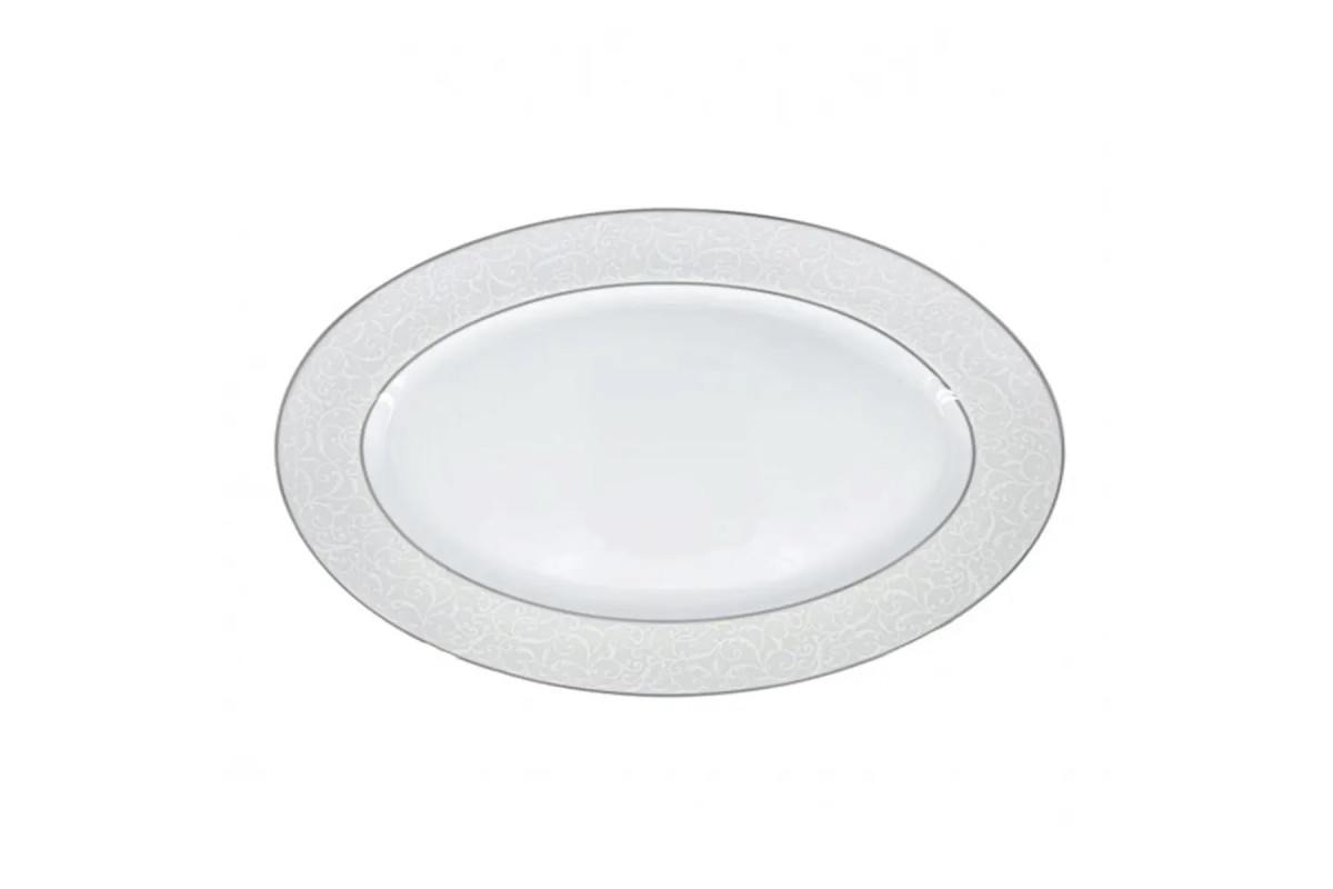 Ραβιέρα Οβάλ Πορσελάνινη Φ25cm White-Platinum