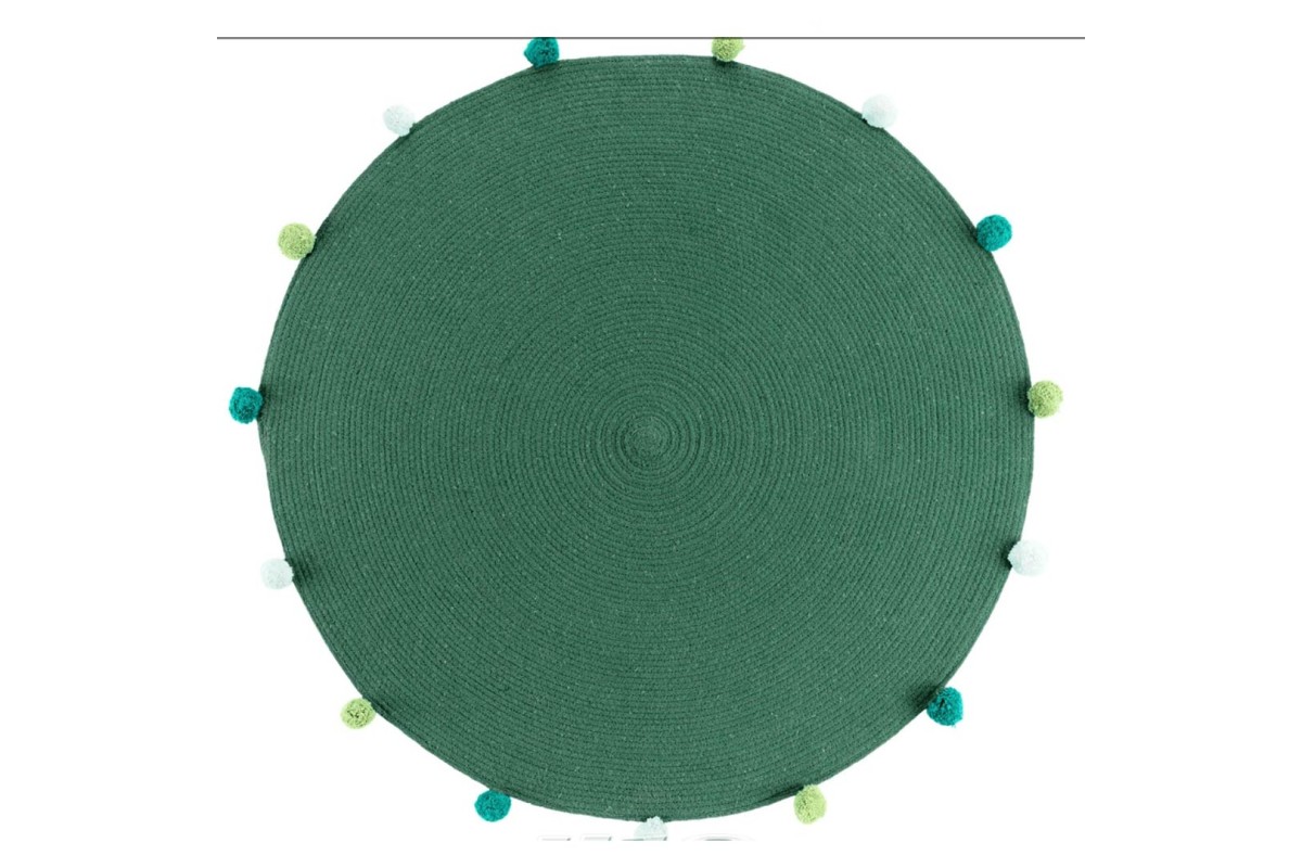 Πατάκι Στρογγυλό 90 Cm Candy Green Pompom Polyc