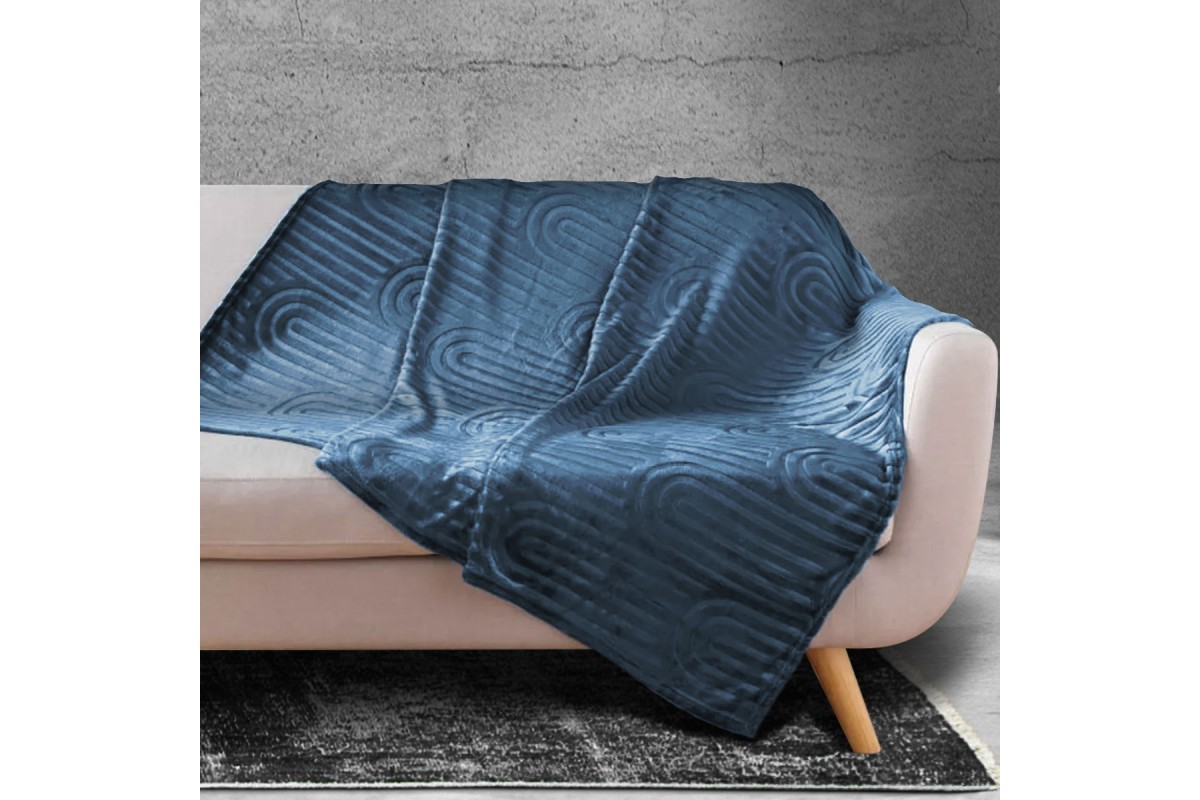 Κουβέρτα - Ριχτάρι Flannel Super Soft με ανάγλυφο σχέδιο Mariolis Blue 150x220cm.