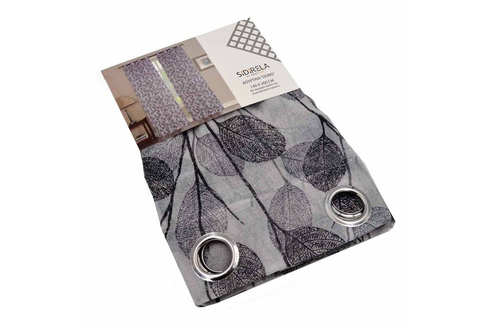 Κουρτίνα Doris Grey με μεταλλικούς κρίκους 140x260cm. Κουρτίνα Doris Grey με μεταλλικούς κρίκους 140x260cm.