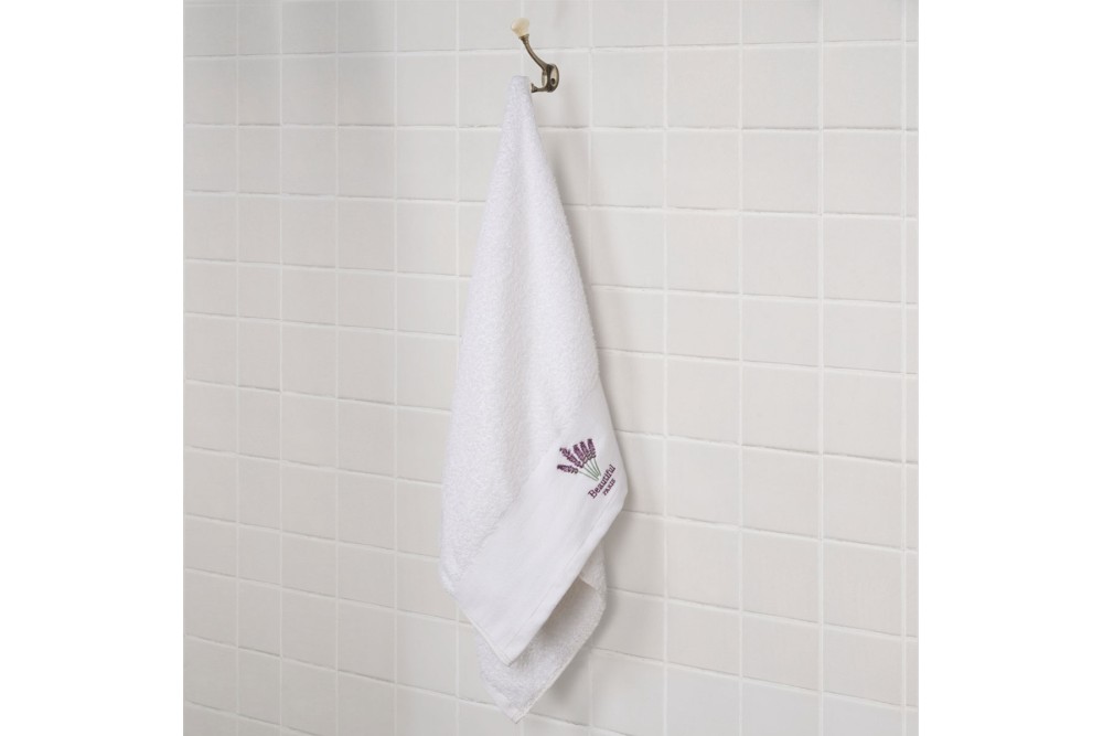 Πετσέτες με κέντημα στη φάσα σε κουτί Lavender 430gsm 100% Cotton Σετ 3 τεμάχια