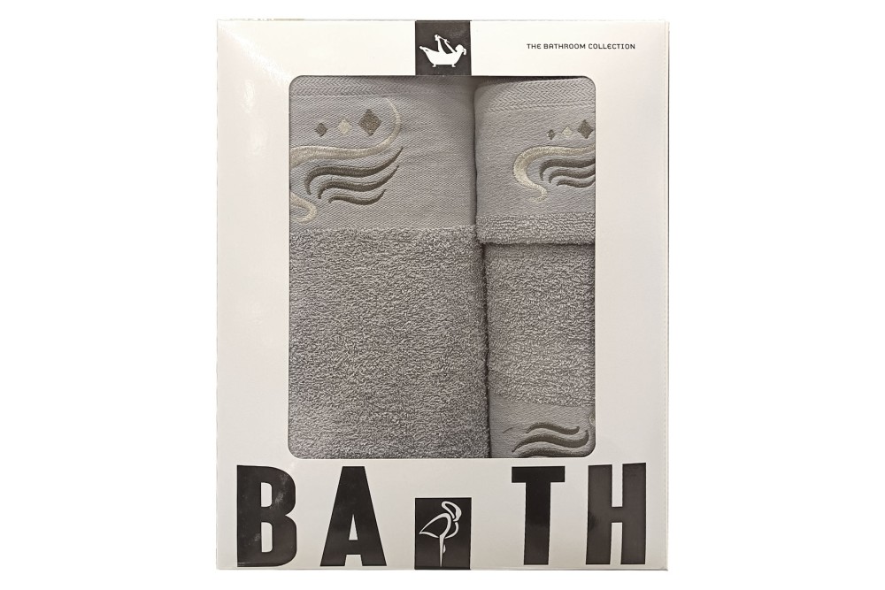 Πετσέτες με κέντημα στη φάσα σε κουτί Layla 430gsm 100% Cotton Σετ 3 τεμάχια