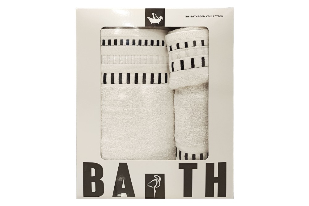 Πετσέτες με κέντημα στη φάσα σε κουτί Amy 430gsm 100% Cotton Σετ 3 τεμάχια