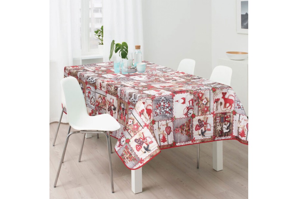 Τραπεζομάντηλο Αλέκιαστο Christmas 100% Pol. 150x150cm.