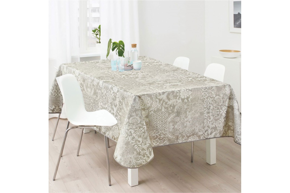 Τραπεζομάντηλο Αλέκιαστο Paisley Grey 100% Pol. 150x180cm.