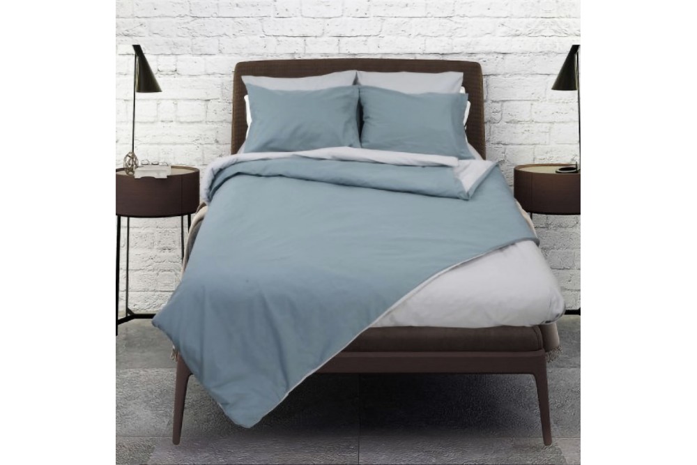 Σεντόνια Σετ Blue - Ice Grey 240x260cm + 2 Μαξιλαροθήκες 52x72cm
