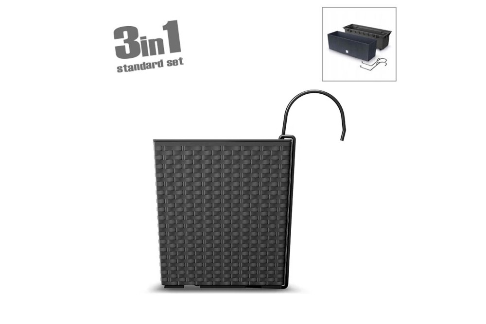 Ζαρντινιέρα Κρεμαστή 3 σε 1 Rato Case W Ανθρακί 58x18x19,5cm.