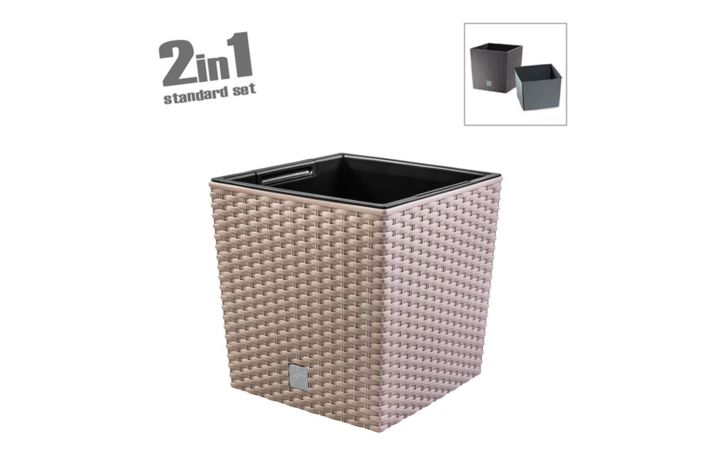 Κασπώ - Γλάστρα 2 σε 1 Rato Square Low Μόκα 32x32x32,5cm.