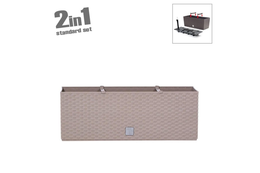 Ζαρντινιέρα Αυτοποτιζόμενη 2 σε 1 Rato Case Μόκα 60x25x24cm. Ζαρντινιέρα Αυτοποτιζόμενη 2 σε 1 Rato Case Μόκα 60x25x24cm.
