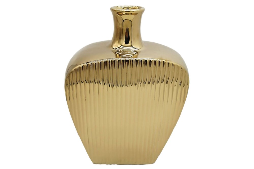 Βάζο κεραμικό χρυσό με ρίγες 22,3x14,5x30cm Βάζο κεραμικό χρυσό με ρίγες 22,3x14,5x30cm