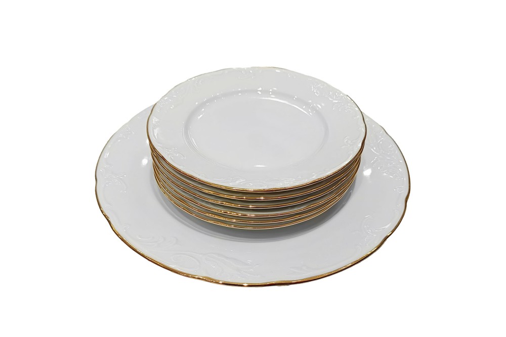 Σετ Τούρτας 7τεμ. Tulip Λευκό Χρυσή Ρίγα Πορσ. Βοημίας Σετ Τούρτας 7τεμ. Tulip Λευκό Χρυσή Ρίγα Πορσ. Βοημίας