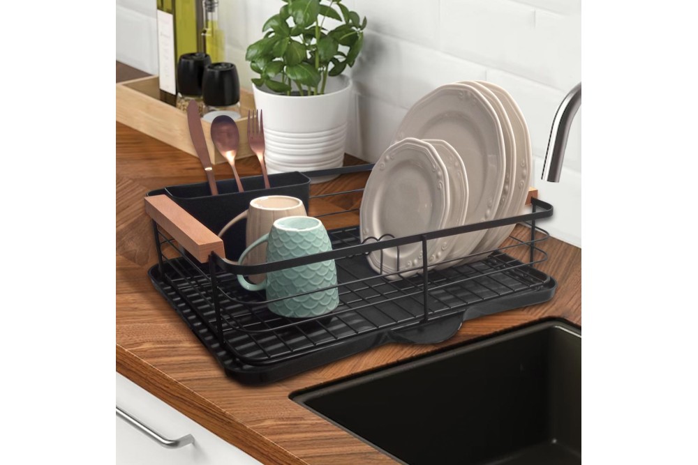 Πιατοθήκη Μεταλλική με Ξύλινες Λαβές 46,5×36,2×14 cm Πιατοθήκη Μεταλλική με Ξύλινες Λαβές 46,5×36,2×14 cm