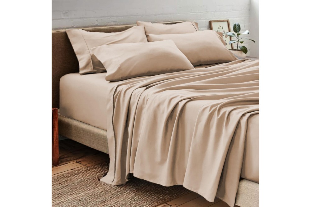 Σεντόνια Βαμβακοσατέν Σετ με 2 μαξιλαροθήκες 100% βαμβακερά 240x270cm Beige