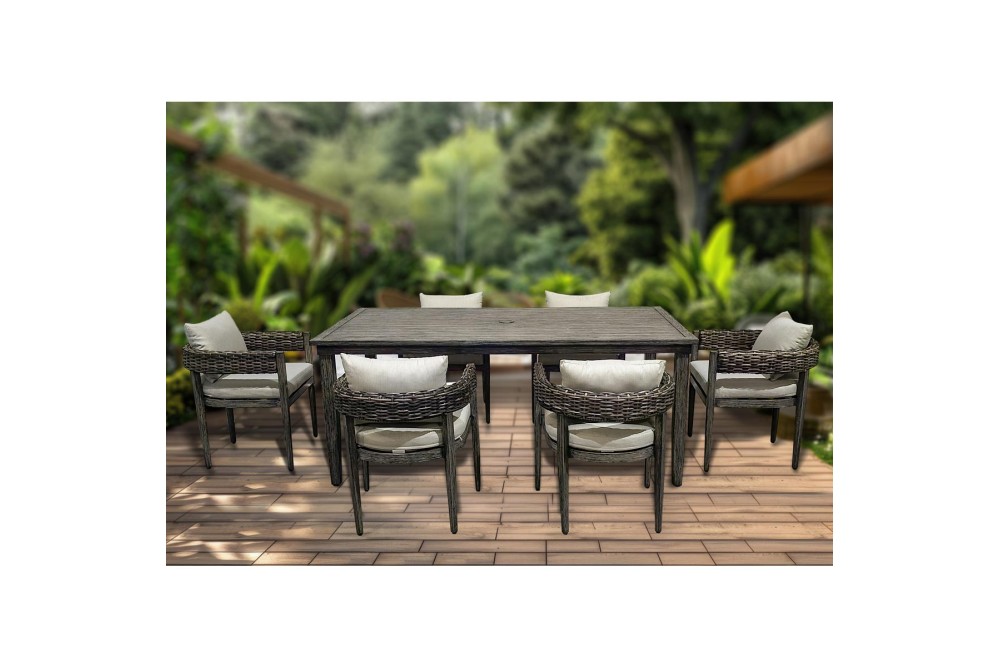 Σετ Τραπεζαρίας Κήπου 7 τεμαχίων Αλουμινίου Καφέ