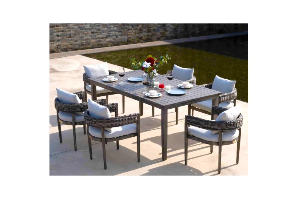 Σετ Τραπεζαρίας Κήπου 7 τεμαχίων Αλουμινίου Καφέ