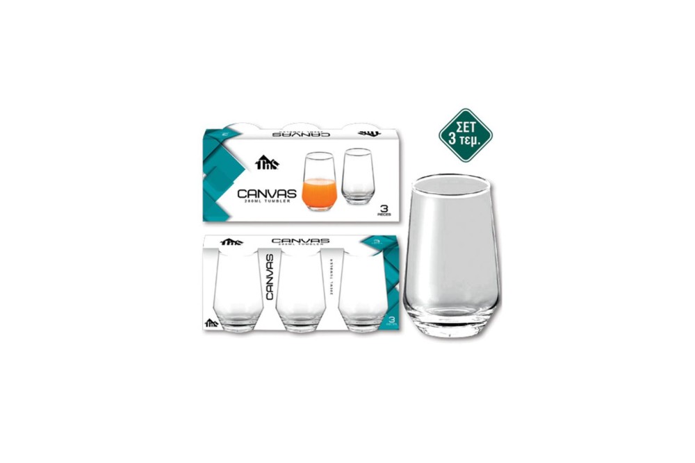 Ποτήρι Νερού Canvas Tumbler 280ml Σετ 3τμχ