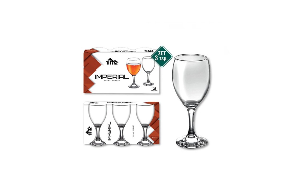 Ποτήρια Κρασιού Κολωνάτο Plain Σετ 3τμχ