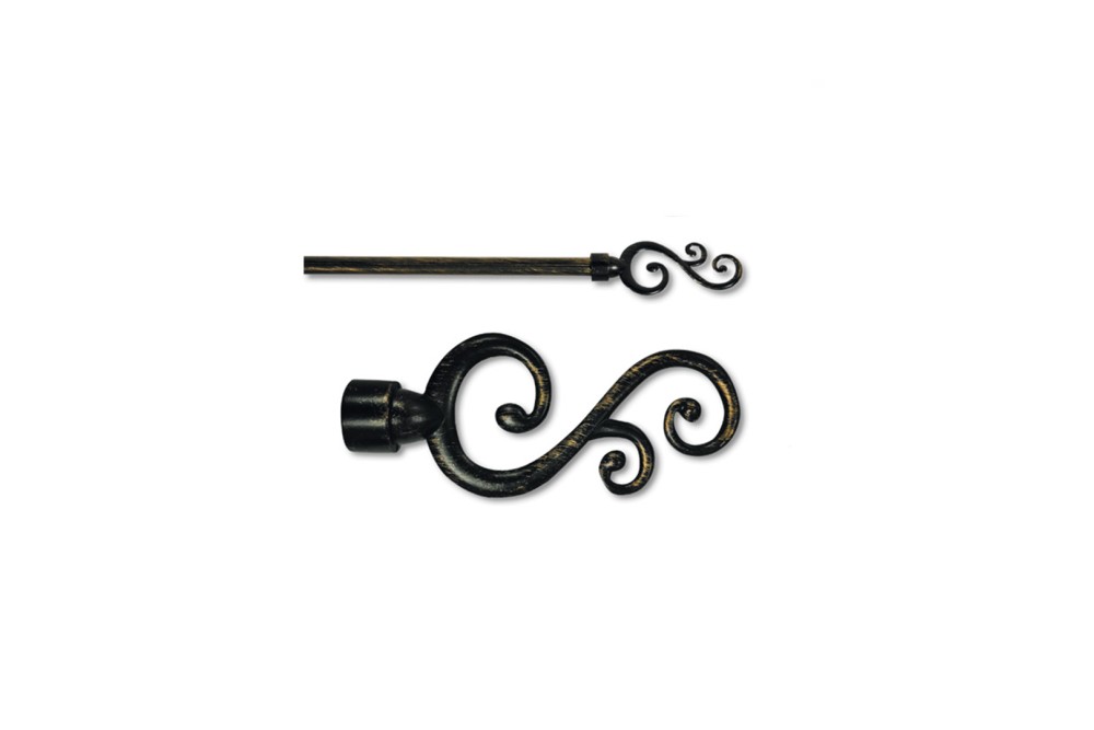 Κουρτινόβεργα Μεταλλική Μαύρο - Χρυσό 120x210cm