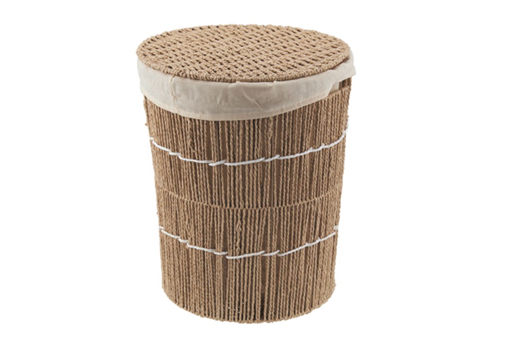 Καλάθι Απλύτων Στρογγυλό Φυσικό με σχοίνινη πλέξη