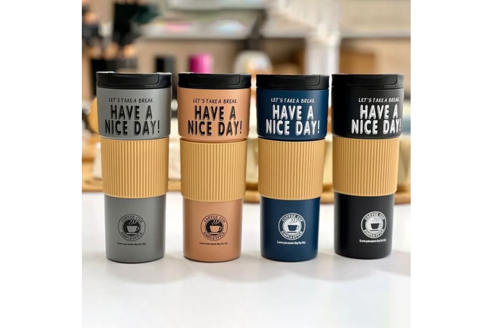 Ποτήρι - Θερμός Inox με διπλό τοίχωμα και προστασία σιλικόνης 500ml.