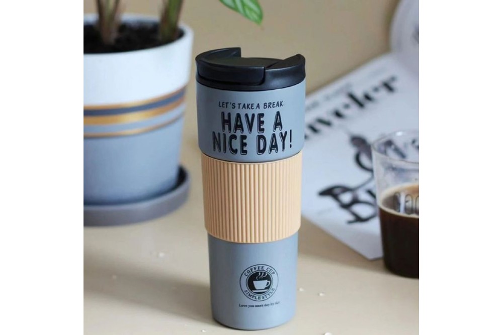 Ποτήρι - Θερμός Inox με διπλό τοίχωμα και προστασία σιλικόνης 500ml.