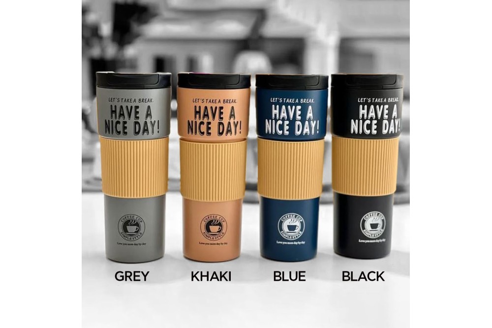 Ποτήρι - Θερμός Inox με διπλό τοίχωμα και προστασία σιλικόνης 500ml.