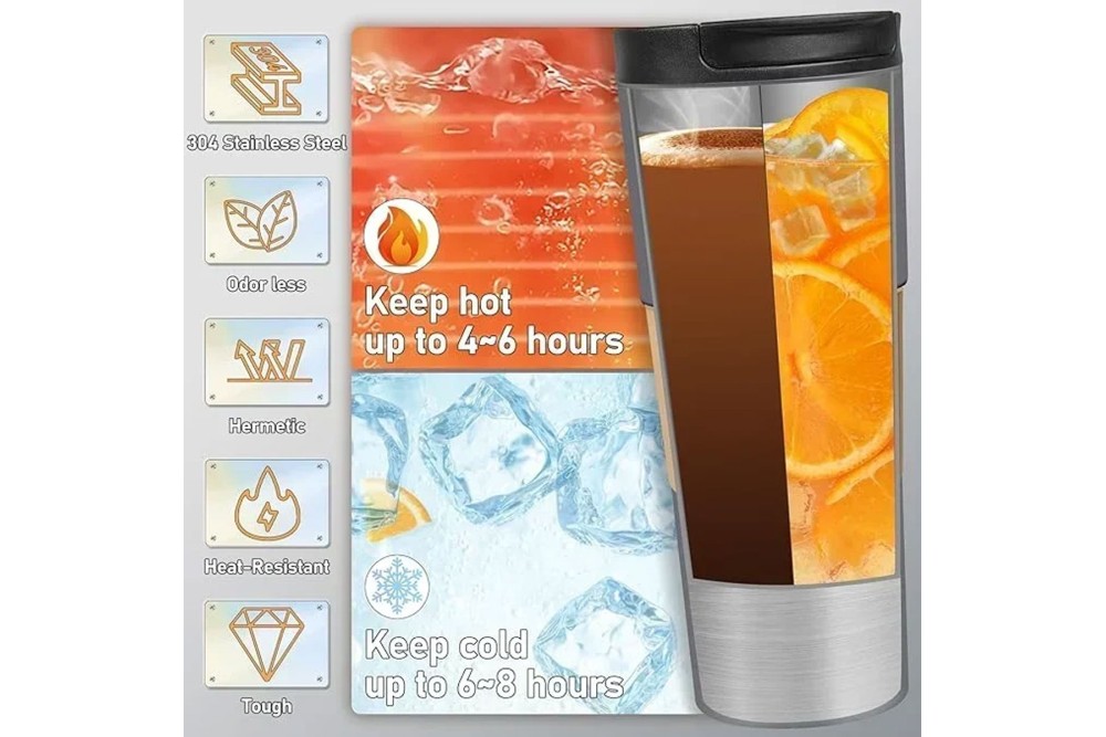 Ποτήρι - Θερμός Inox με διπλό τοίχωμα και προστασία σιλικόνης 500ml.