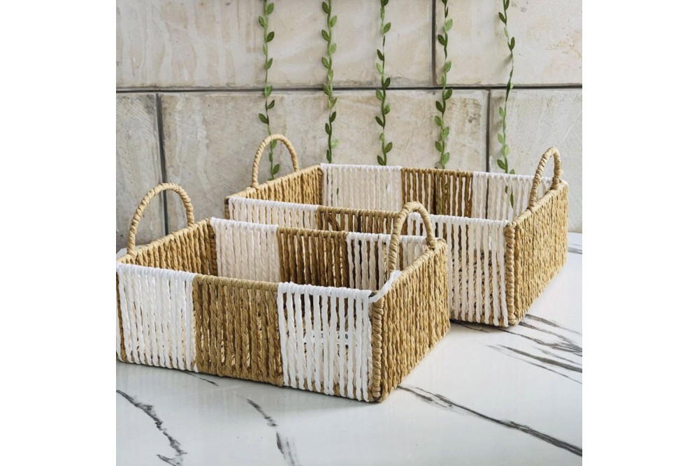 Καλάθι Τακτοποίησης πλεκτό με λαβές μικρό 25x17x9cm