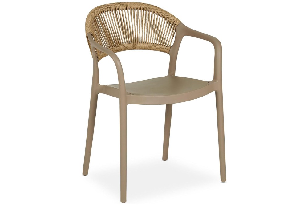 Πολυθρόνα Πολυπροπυλενίου Μπεζ με Μπεζ Σχοινί Στοιβαζόμενη 54x55,5x77cm