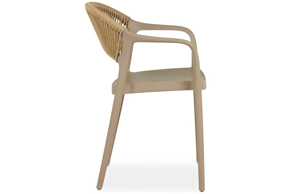 Πολυθρόνα Πολυπροπυλενίου Μπεζ με Μπεζ Σχοινί Στοιβαζόμενη 54x55,5x77cm