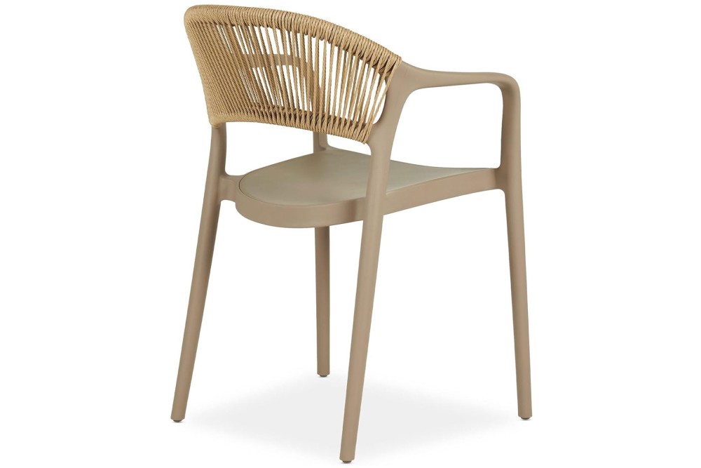 Πολυθρόνα Πολυπροπυλενίου Μπεζ με Μπεζ Σχοινί Στοιβαζόμενη 54x55,5x77cm