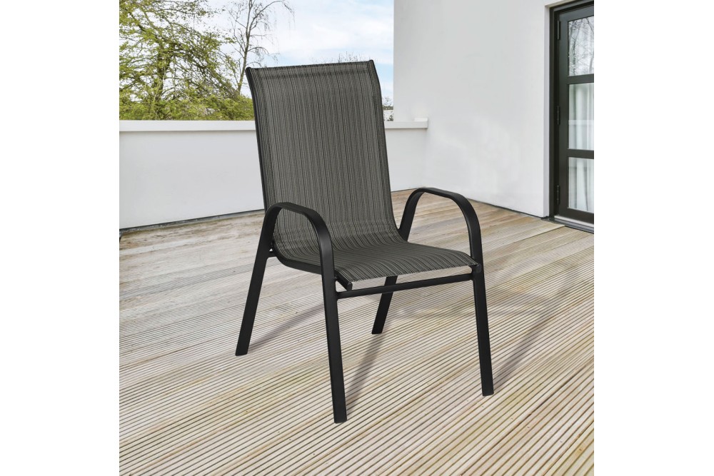 Πολυθρόνα με μαύρο μεταλλικό σκελετό και mix μαύρο πανί