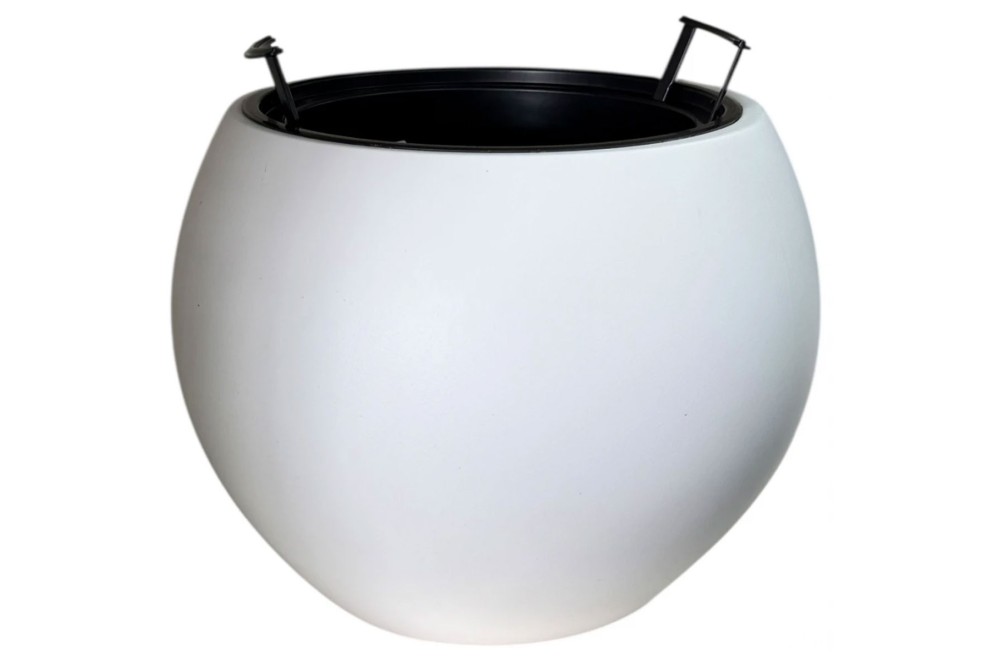 Γλάστρα κασπώ με αποσπώμενο κάδο και χειρολαβές πλαστική Sphere White 9lt 38x29cm