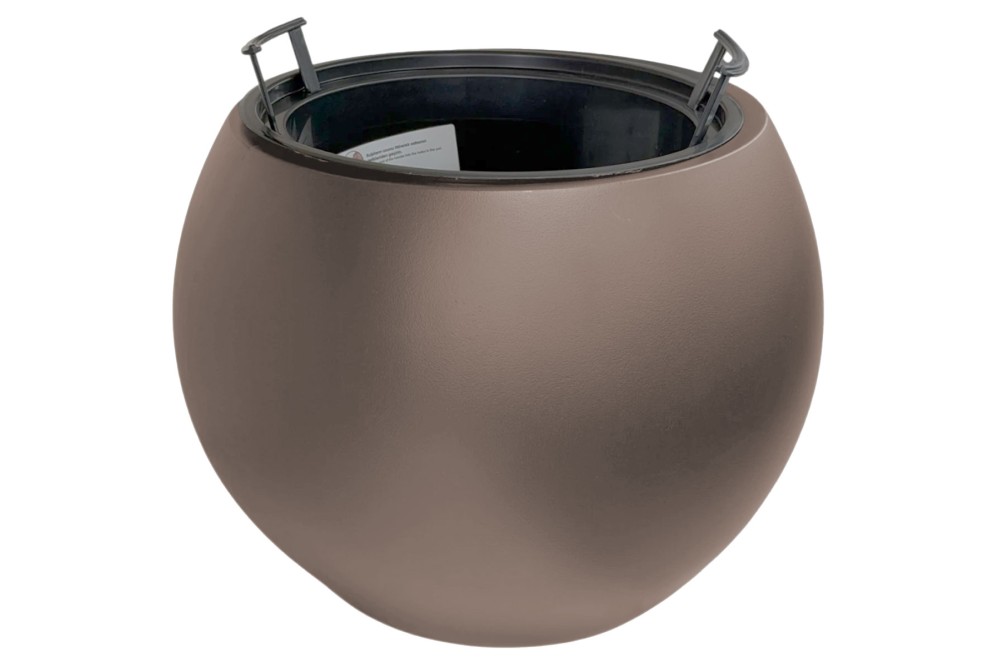 Γλάστρα κασπώ με αποσπώμενο κάδο και χειρολαβές πλαστική Sphere Mocha 9lt 38x29cm