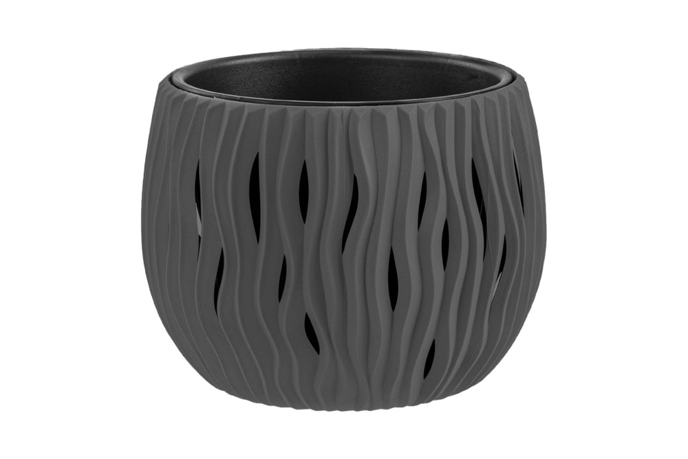 Γλάστρα Πλαστική Dora Dark Grey Φ22x17cm