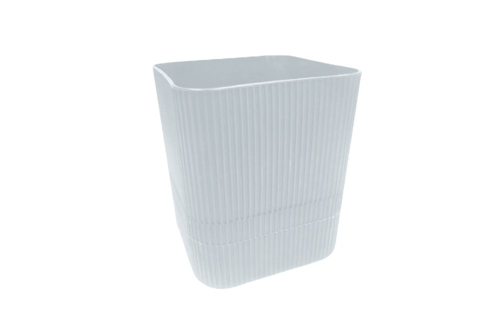 Γλάστρα Ανάγλυφη Ριγέ Τετράγωνη Λευκή 18x18cm.