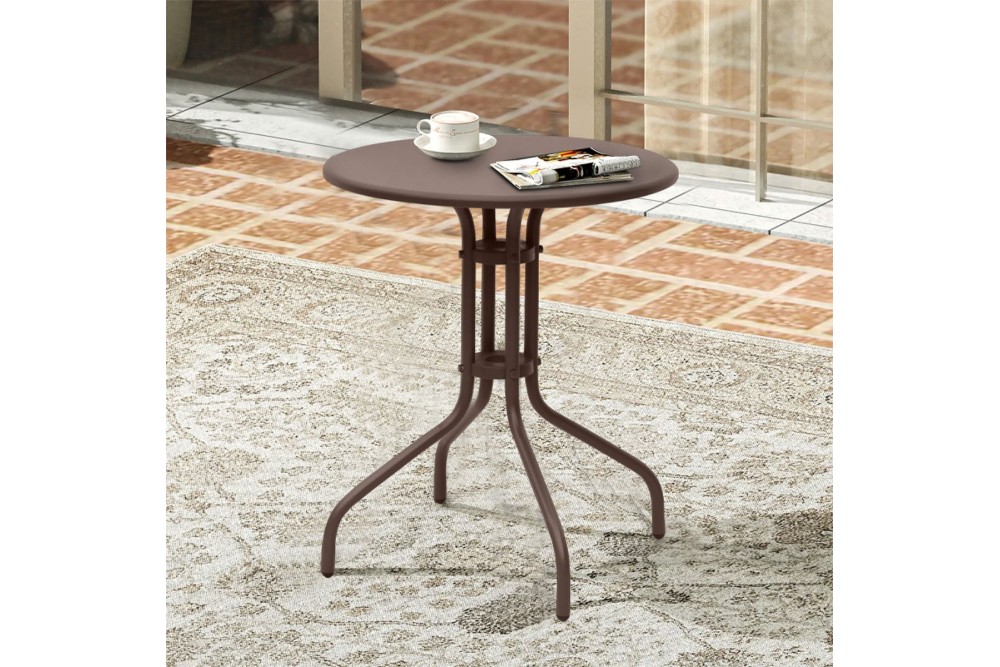 Τραπέζι Κήπου μεταλλικό Brown Φ60cm.