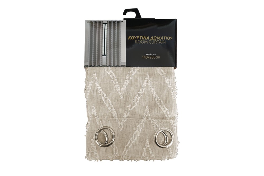 Κουρτίνα με Τρουκς Chevron Beige 140x250cm Κουρτίνα με Τρουκς Chevron Beige 140x250cm