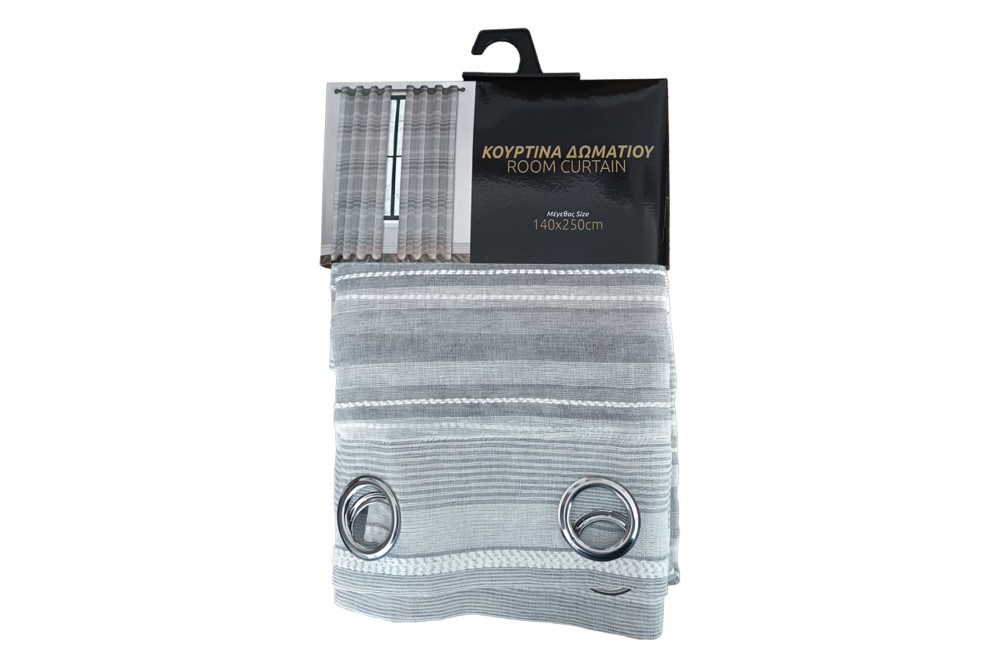 Κουρτίνα με Τρουκς Lines Grey 140x250cm