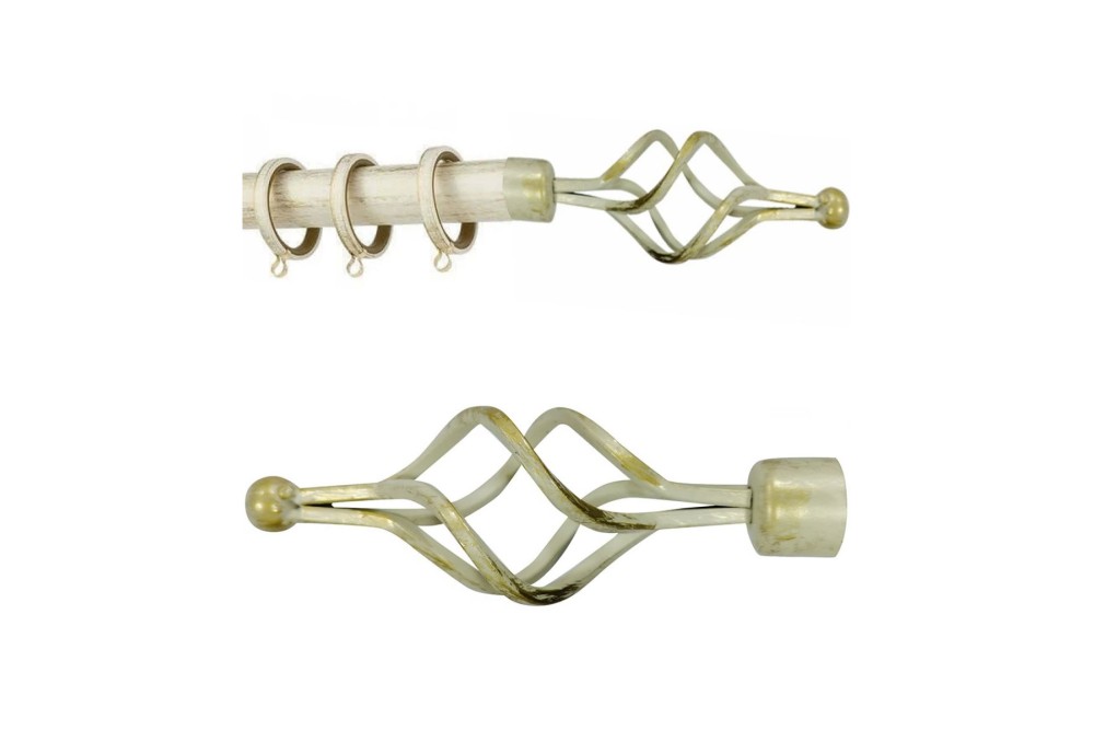 Κουρτινόβεργα Μεταλλική Λευκό - Χρυσό 120x210cm