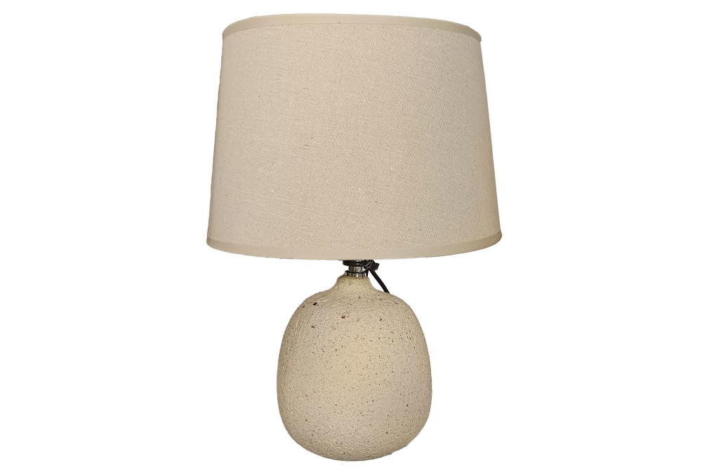 Λαμπατέρ Επιτραπέζιο Κεραμικό Beige με Καπέλο 28x40cm