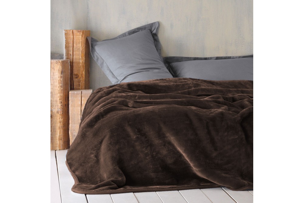 Κουβέρτα Βελουτέ Brown Μονή 150x220cm Κουβέρτα Βελουτέ Brown Μονή 150x220cm
