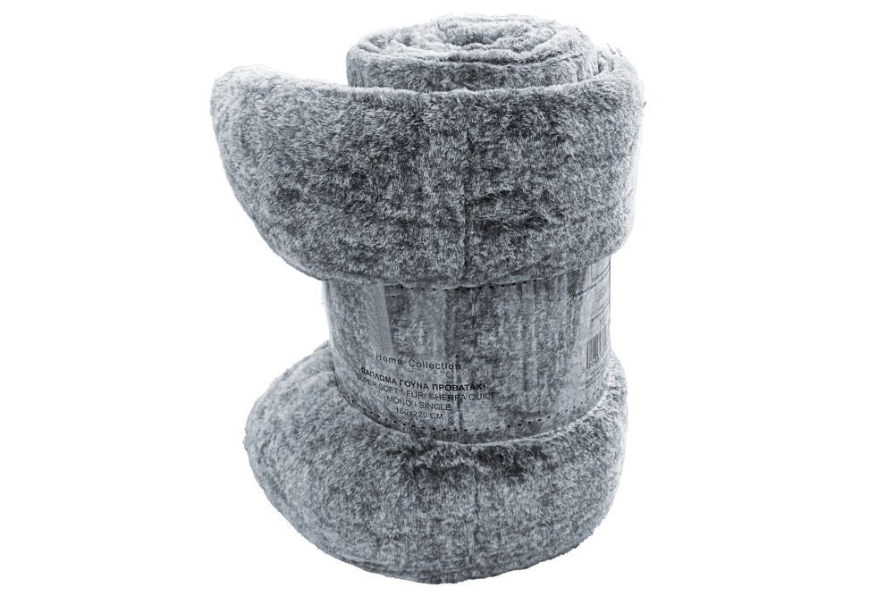Κουβερτοπάπλωμα Μονό Γούνα Προβατάκι Super Soft 160x220cm Γκρι