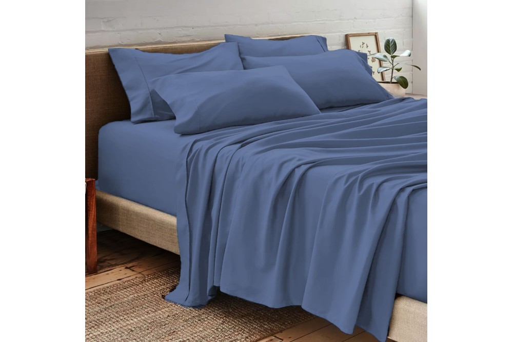 Σεντόνια Βαμβακοσατέν Σετ με 2 μαξιλαροθήκες 100% βαμβακερά 240x270cm Blue
