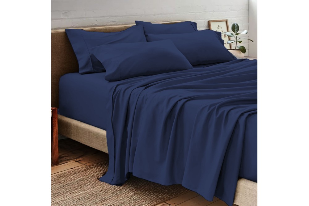 Σεντόνια Βαμβακοσατέν Σετ με 2 μαξιλαροθήκες 100% βαμβακερά 240x270cm Dark Blue