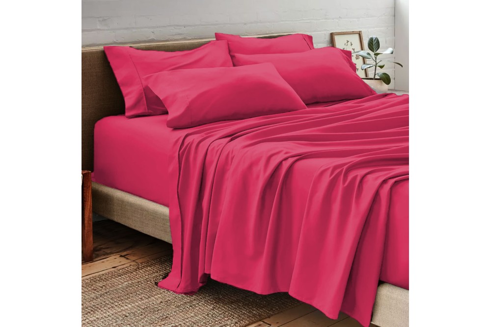 Σεντόνια Βαμβακοσατέν Σετ με 2 μαξιλαροθήκες 100% βαμβακερά 240x270cm Dark Coral