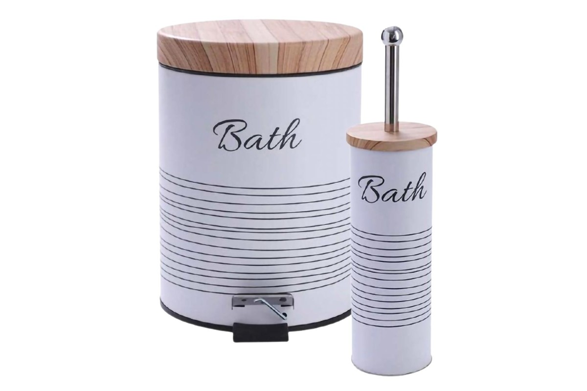 Πεντάλ μεταλλικό 5lt & Πιγκάλ Decor Bath White ΣΕΤ 2τεμ.