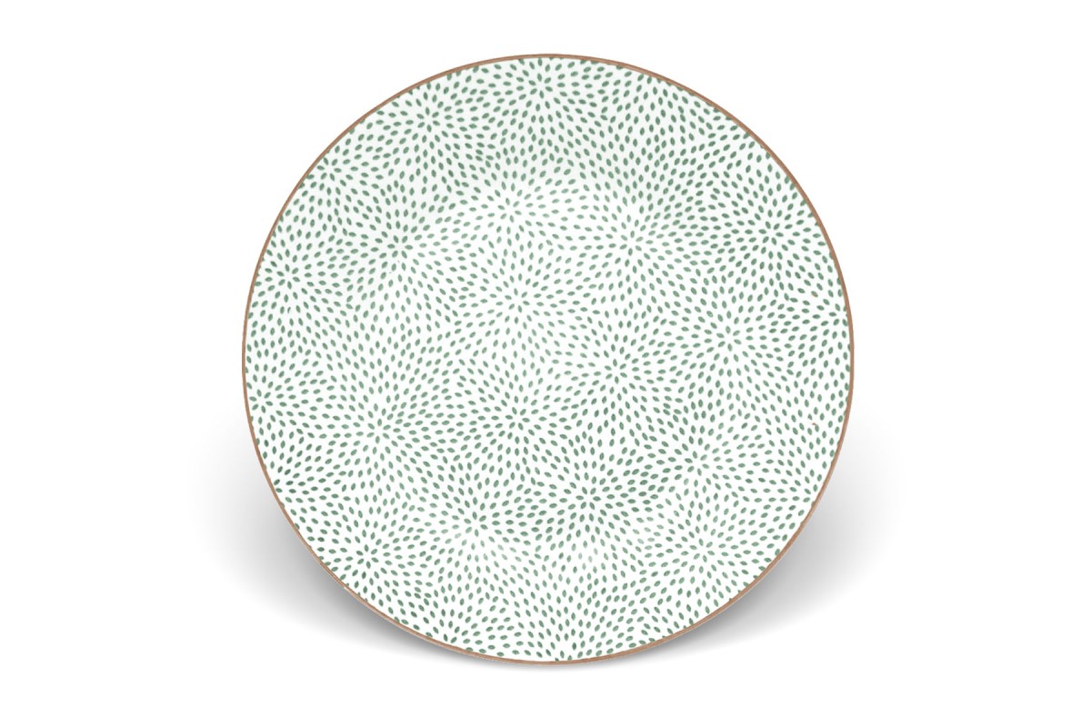 Πιάτο Πορσελάνης Ρηχό Inglaze Mint Dots 23cm.