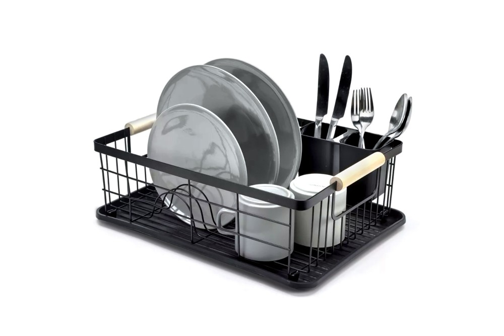 Πιατοθήκη Μεταλλική με Ξύλινες Λαβές 43x32x14cm Πιατοθήκη Μεταλλική με Ξύλινες Λαβές 43x32x14cm