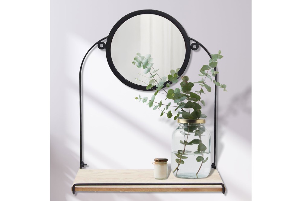 Ράφι Τοίχου ξύλινο με μεταλλικό σκελετό Sonoma και καθρέφτη 30x12x38cm. Ράφι Τοίχου ξύλινο με μεταλλικό σκελετό Sonoma και καθρέφτη 30x12x38cm.